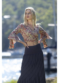 Shula Frill Sleeve Tie Top, front view
