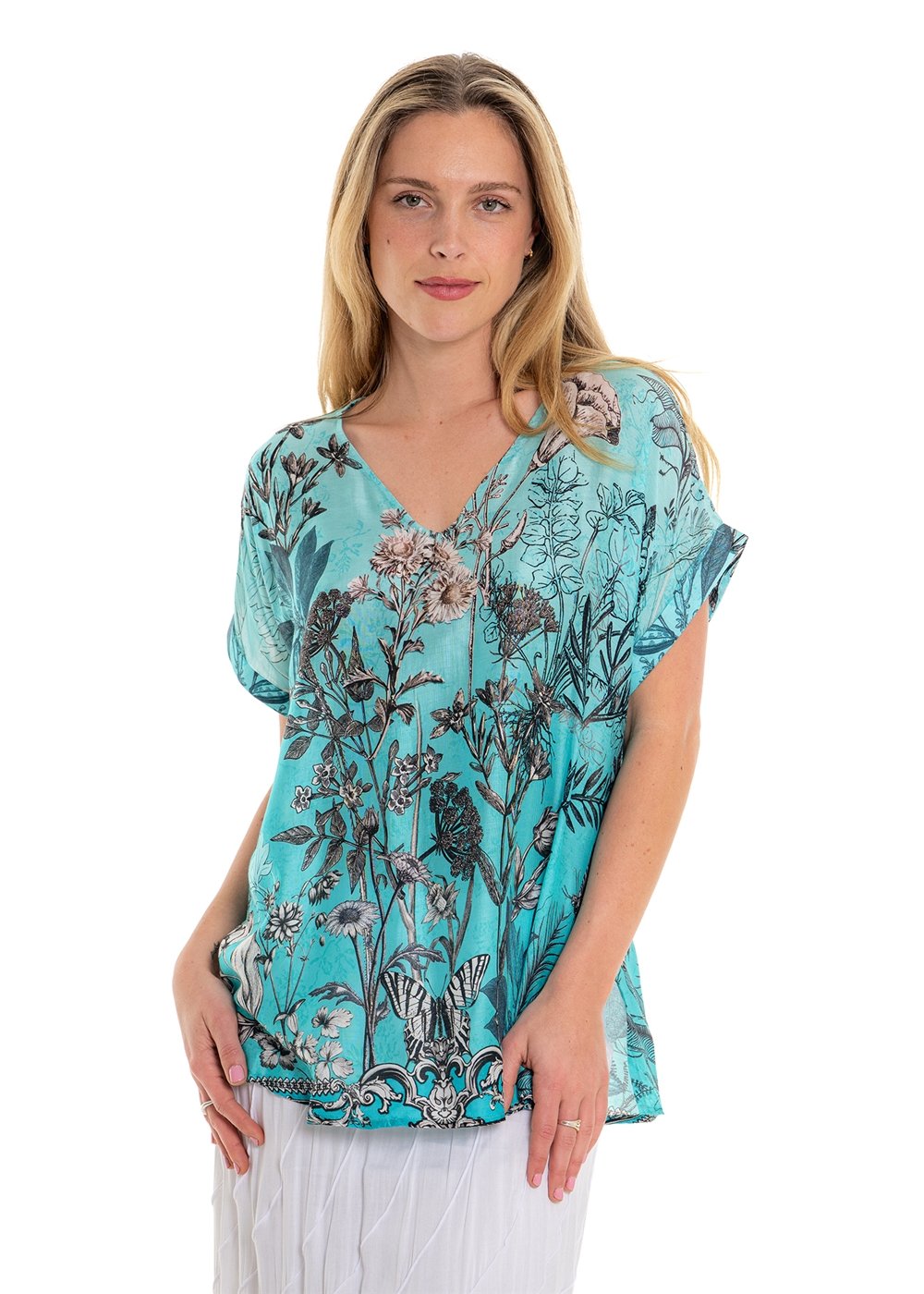 Butterfly Blu V-Neck Top