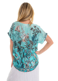 Butterfly Blu V-Neck Top
