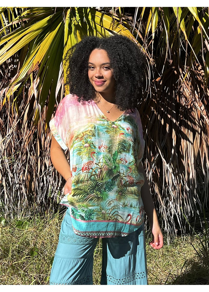 Flamingo V-Neck Top