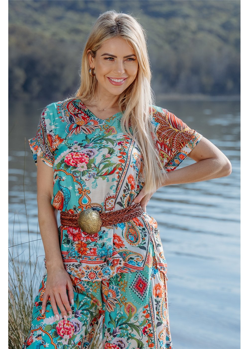 Mayura Cuff Sleeve V Neck Top