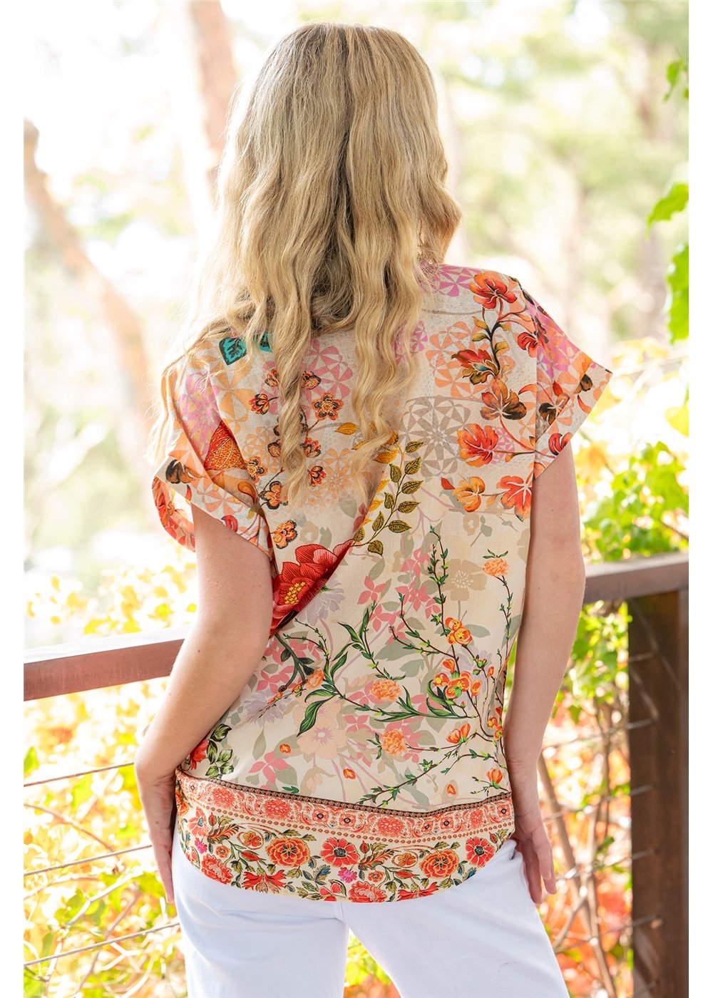 Rouge Bloom V-Neck Top