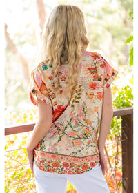 Rouge Bloom V-Neck Top