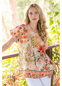 Rouge Bloom V-Neck Top