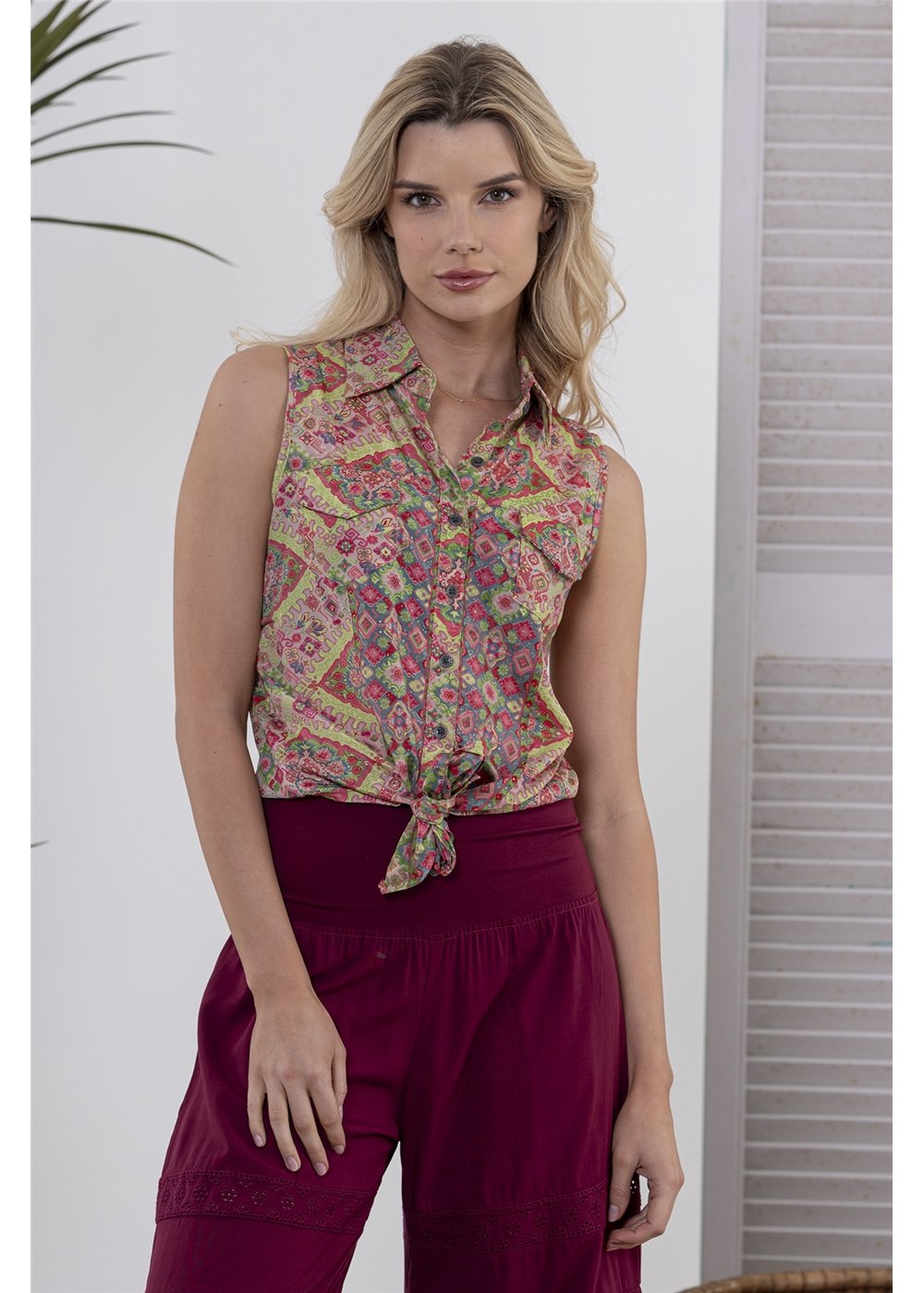 Pink Bree Crop Shirt, front view