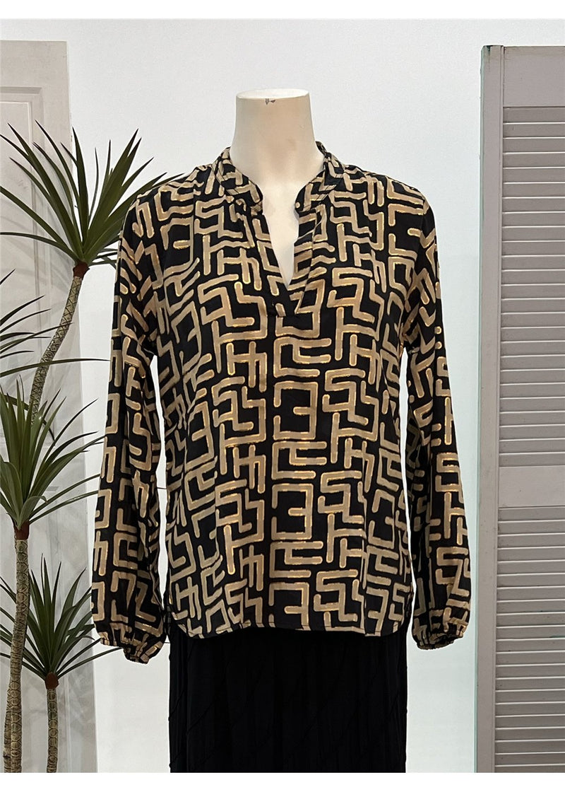 Geo Long Sleeve Blouse