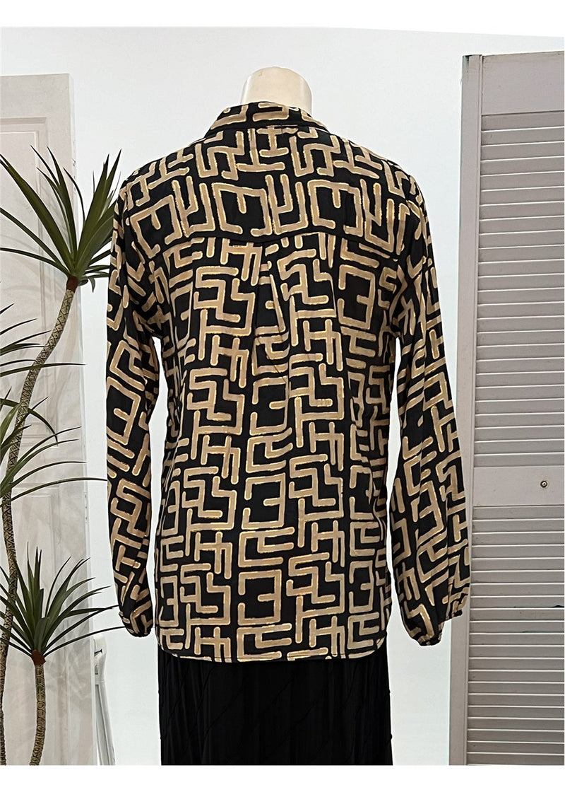 Geo Long Sleeve Blouse