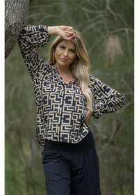 Geo Long Sleeve Blouse