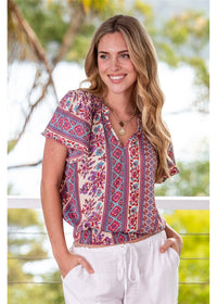 Gidja S/Sleeve Blouse w Elastic