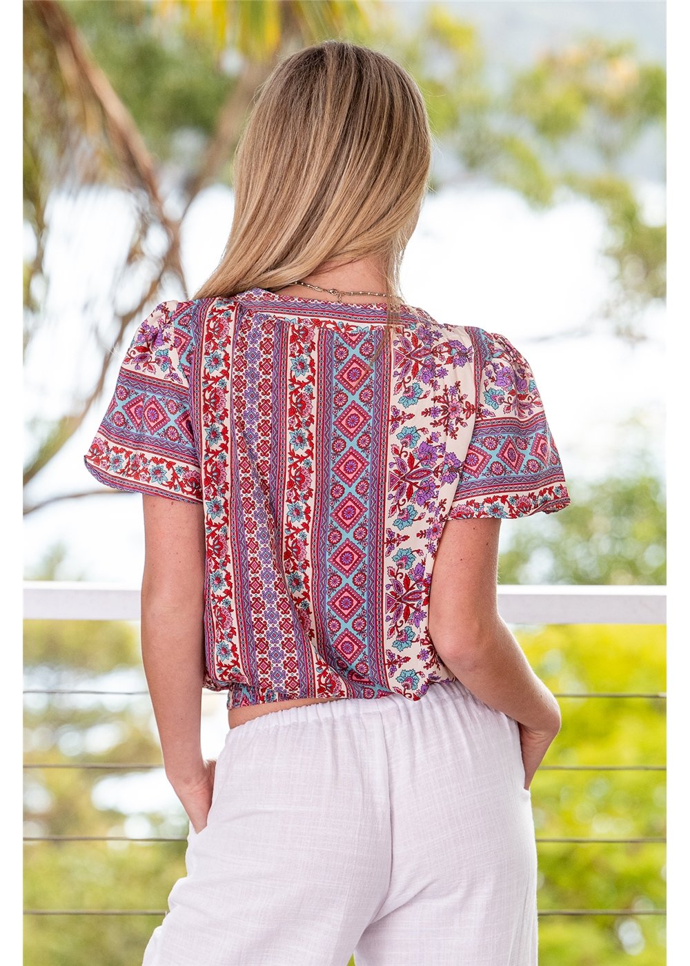 Gidja S/Sleeve Blouse w Elastic