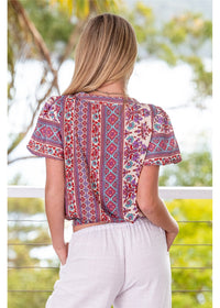 Gidja S/Sleeve Blouse w Elastic