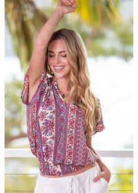 Gidja S/Sleeve Blouse w Elastic