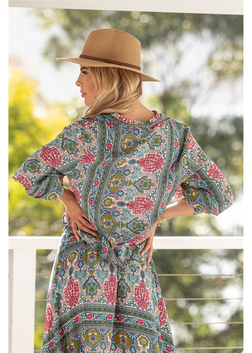 Ashanti Balloon Sleeve Top in silk blend, view 2