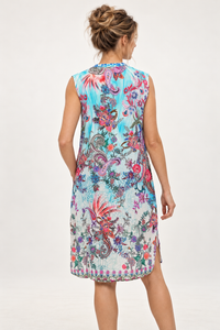 Turquoise Rhapsody Mao Shirt Dress - Sample Sale