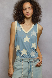 Star Patch Singlet - Blue Mist - UKT286