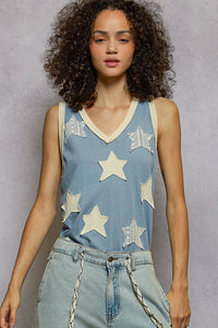 Star Patch Singlet - Blue Mist - UKT286