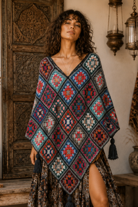 Ember Mosaic Crochet Poncho