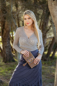 Beaded Suede Clutch - AJ39