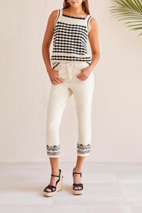 Audrey Straight Emb Crop Jeans - Tribal Fashion