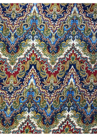 Aurora Collared Blouse jewel-toned medallion print styled with Aurora Hemi Pants, navy and gold — Cienna Designs