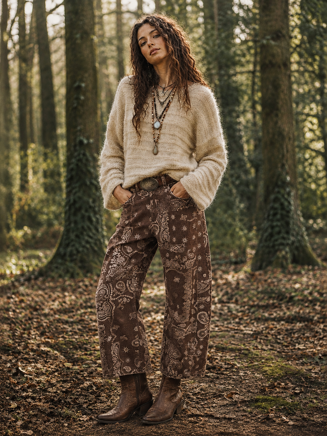 Bandana Barrel Jeans - Choc