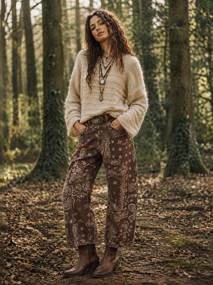 Bandana Barrel Jeans - Choc