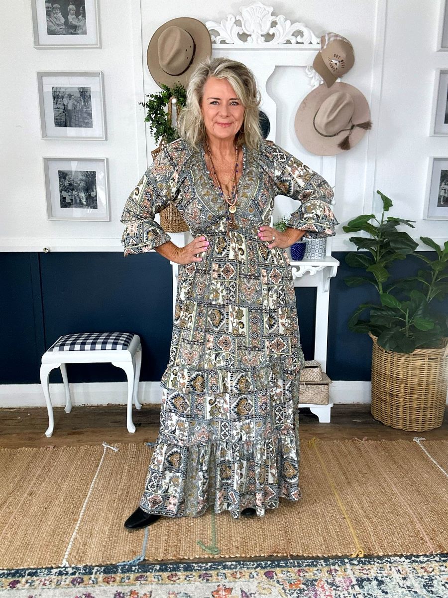 Gray boho dress hotsell