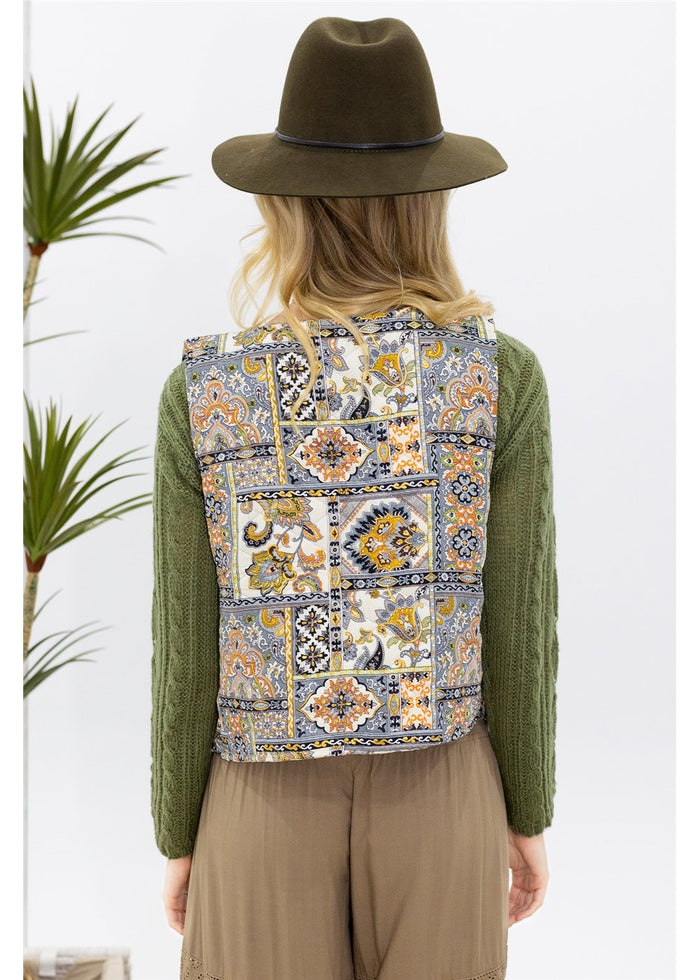 Barika Quilted Waistcoat Reversible - close up detail