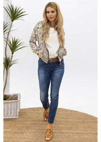 Barika Reversible Bomber - paisley medallion side, front view