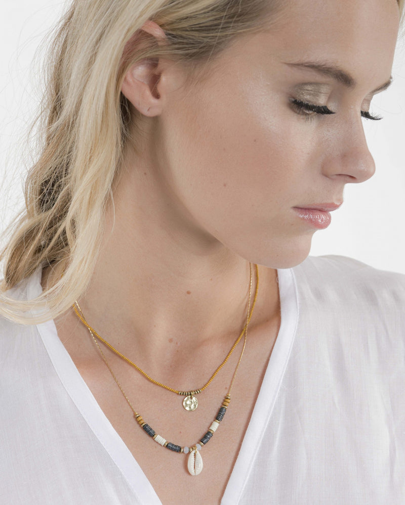 Navy Shell Necklace - Cienna