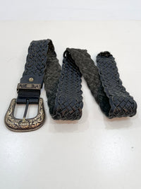 Black braided leather belt for boho and festival styling - Cienna Designs