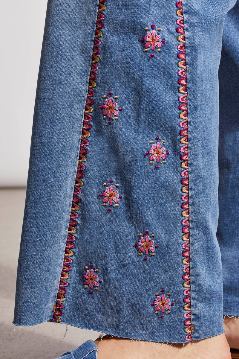 Brooke Embroidered Jeans (Blue Lotus) - Tribal Fashion