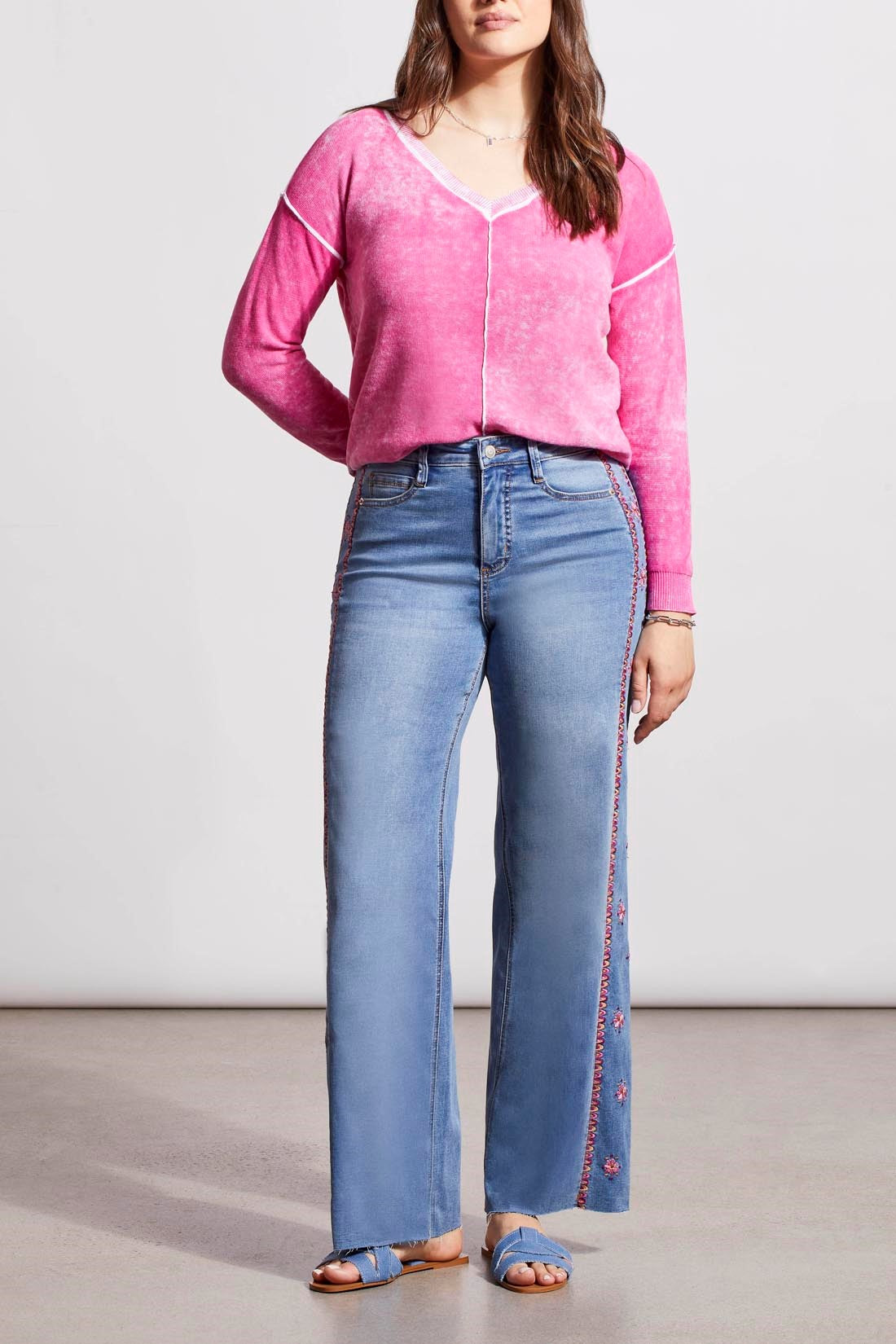 Brooke Embroidered Jeans (Blue Lotus) - Tribal Fashion