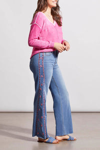 Brooke Embroidered Jeans (Blue Lotus) - Tribal Fashion