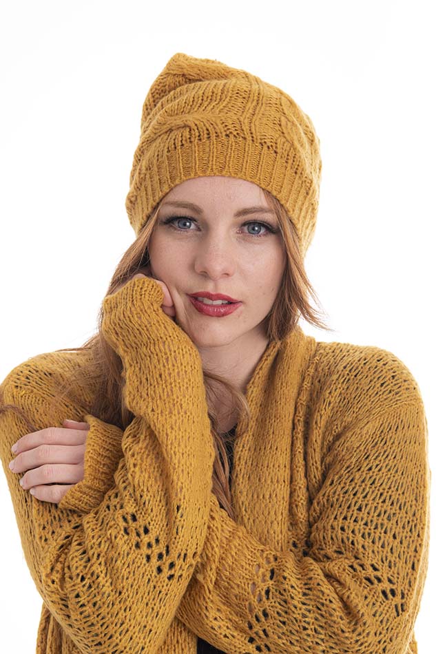 Cable Beanie Mustard-Bilgola Clothing