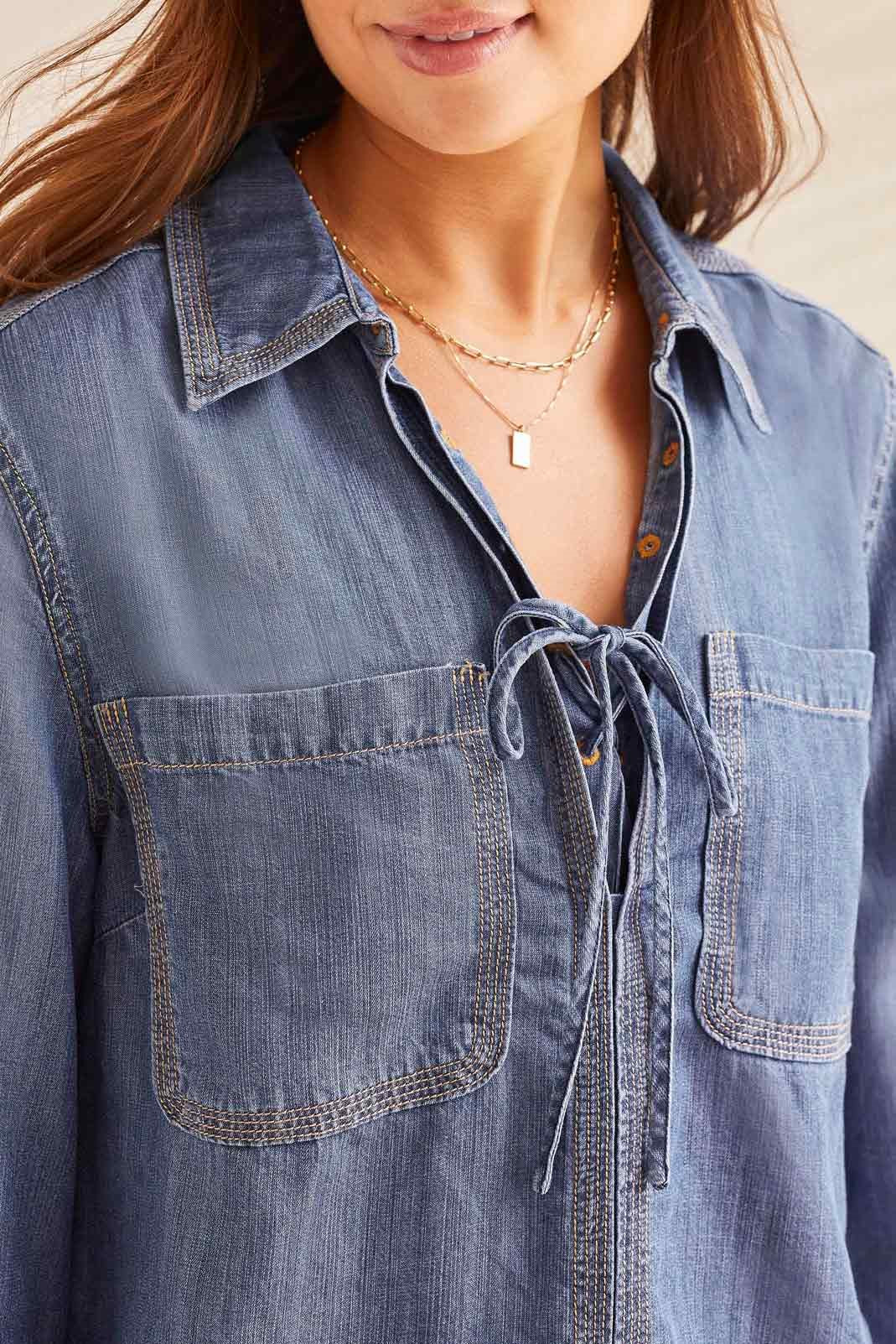 Chambray Blouse - Tribal Fashion