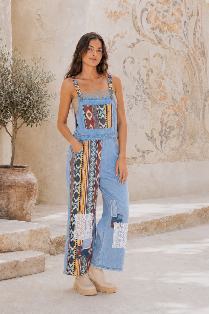 CJ Aztec Overall Patchwork | Front view