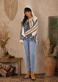 CJ Blue Hooded Patchwork Jacket | Face