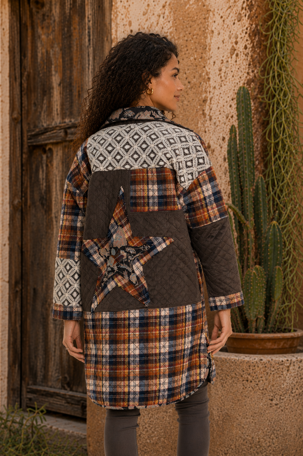 CJ Chocolate Quilted Coat | Back view