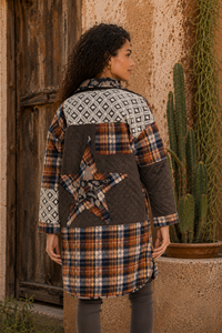 CJ Chocolate Quilted Coat | Back view