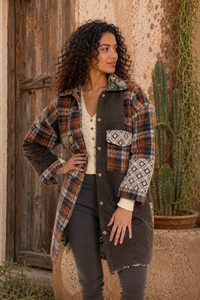 CJ Chocolate Quilted Coat | Front view