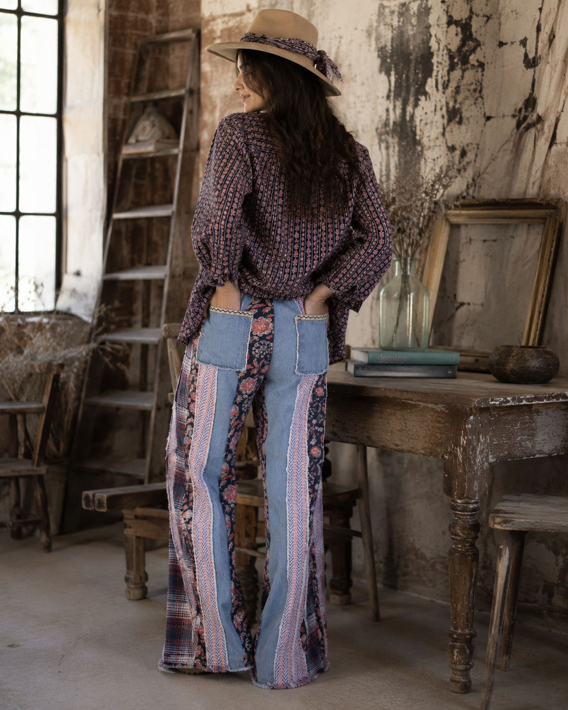CJ Floral Patchwork Jeans | Back view