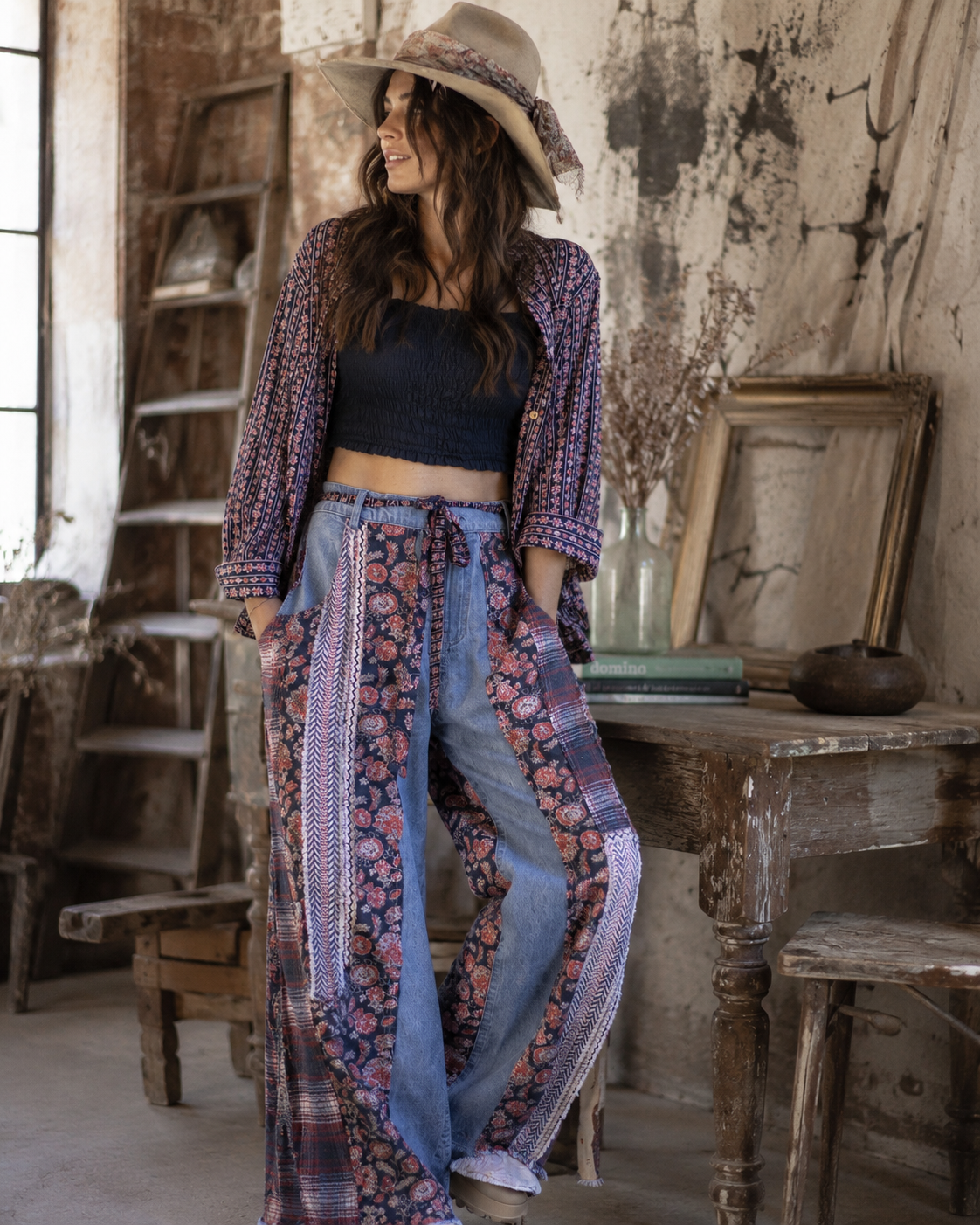 CJ Floral Patchwork Jeans | Front view