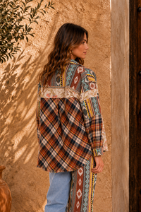 CJ Patchwork Shacket Aztec | Back view