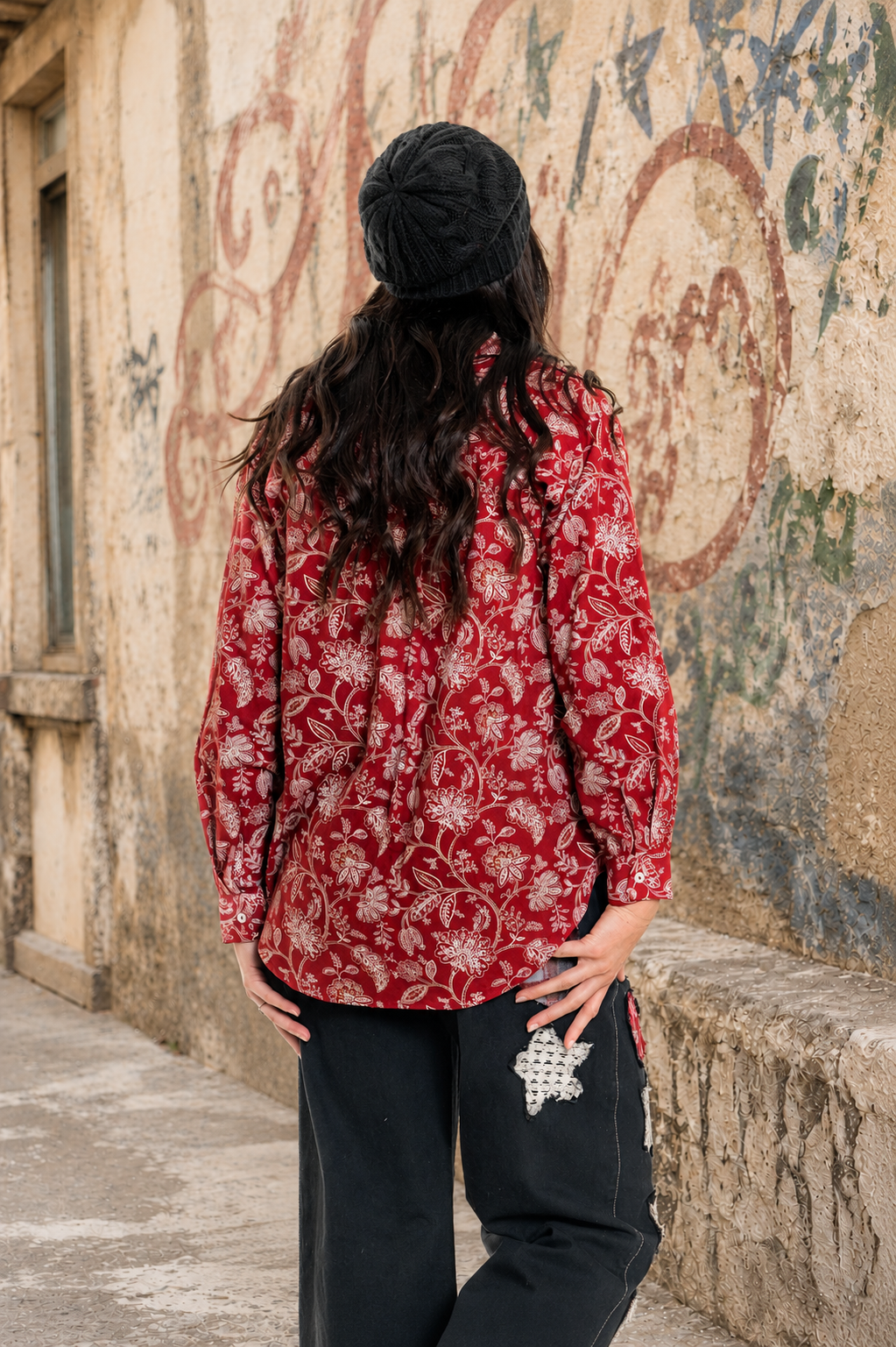 CJ Red Jacobean Floral Shirt | Back view