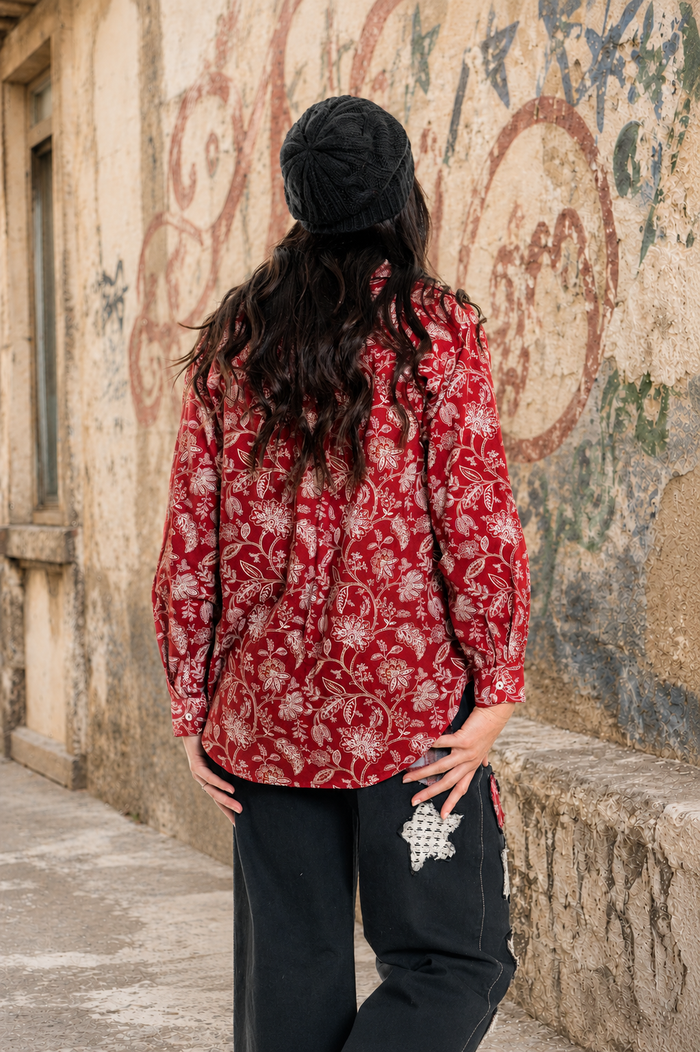 CJ Red Jacobean Floral Shirt | Back view