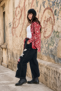 CJ Red Jacobean Floral Shirt | Side view