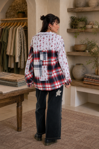 CJ Red Patchwork Shacket | Back view