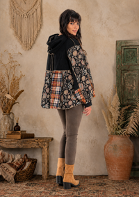 CJ Rust Hooded Patchwork Jacket | Back view