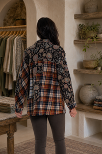 CJ Rust Patchwork Shacket | Back view